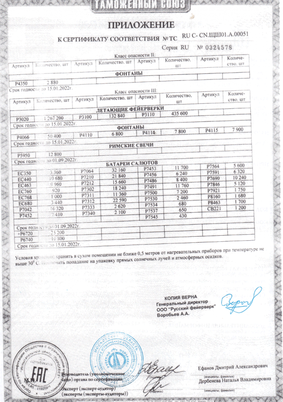 Сертификат соответствия № 0324578  - Кольчугино | kolchugino.salutsklad.ru 